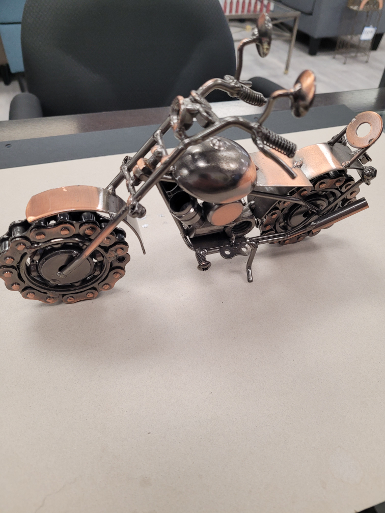 Metal Motorcycle Sculpture - Decorative Piece