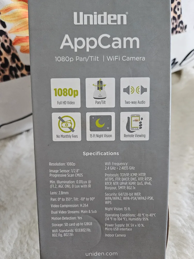 Uniden AppCam 40PT 1080p Pan/Tilt WiFi Camera image indicator(4)