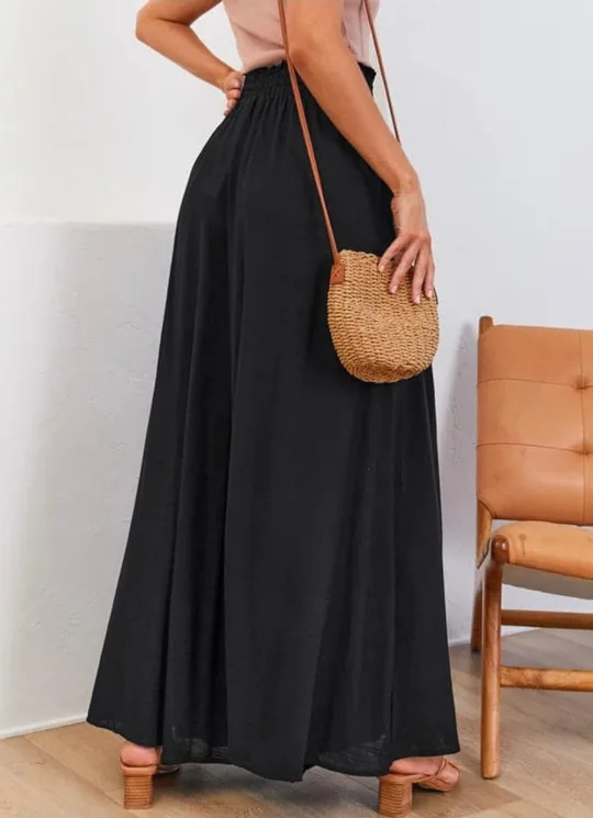 Dokotoo Palazzo Pants, Black, Medium Casual High Waist Wide Leg image indicator(4)
