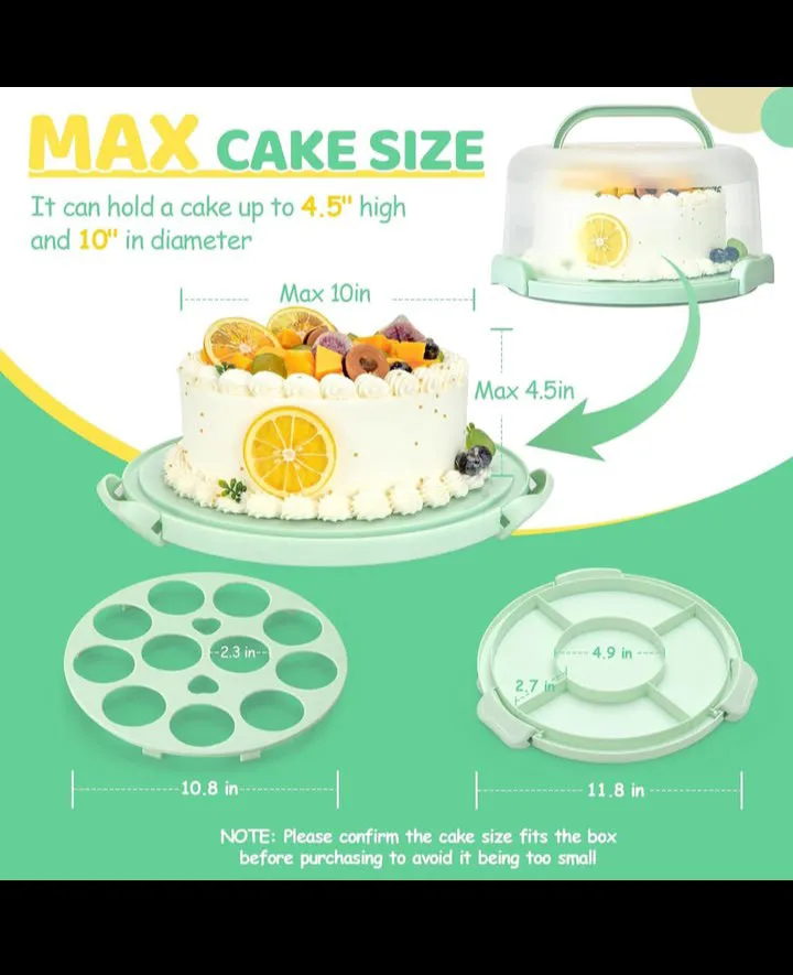 Ohuhu Cake Carrier with Lid - Mint Green image indicator(8)