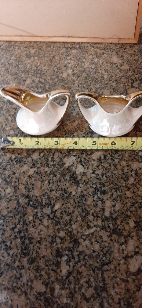 Iridescent glaze & gold minisugar bowl & creamer