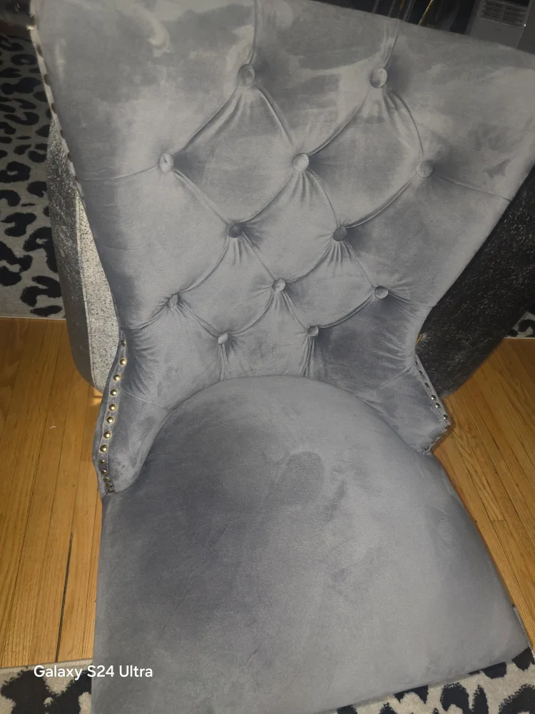 Grey Velvet Accent Chair with Gold Legs thumbnail