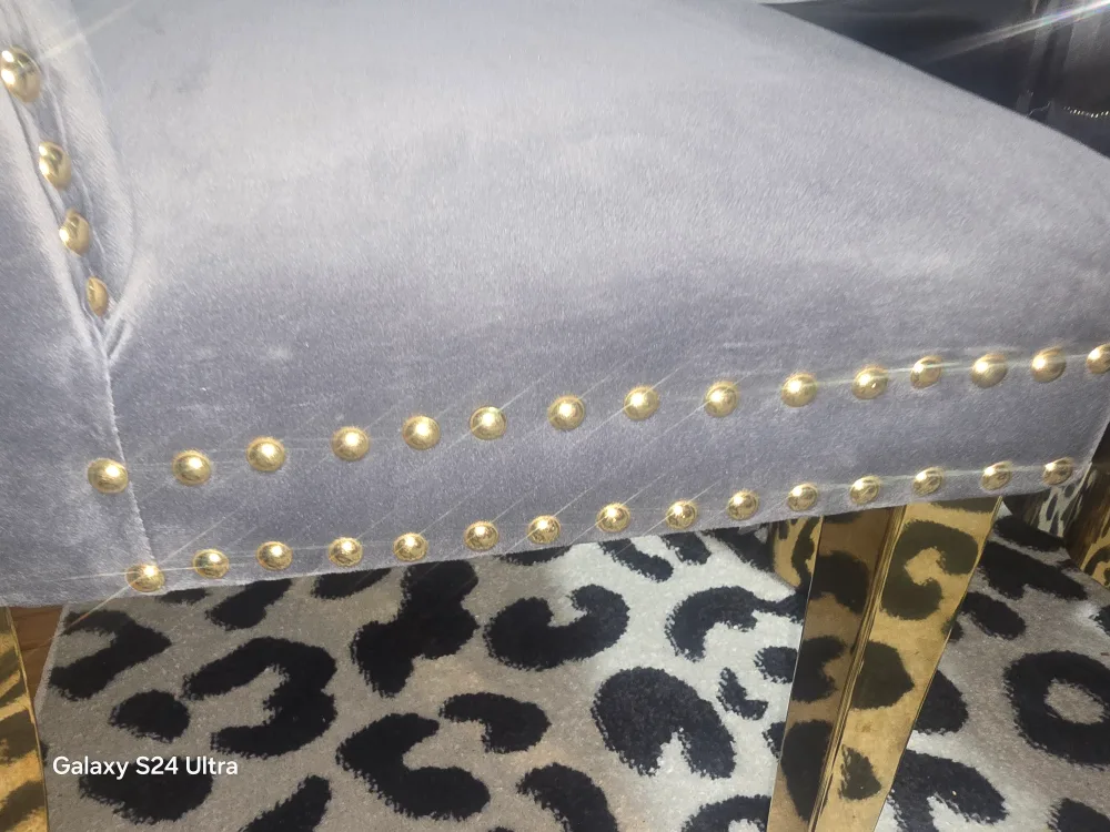 Grey Velvet Accent Chair with Gold Legs image indicator(5)
