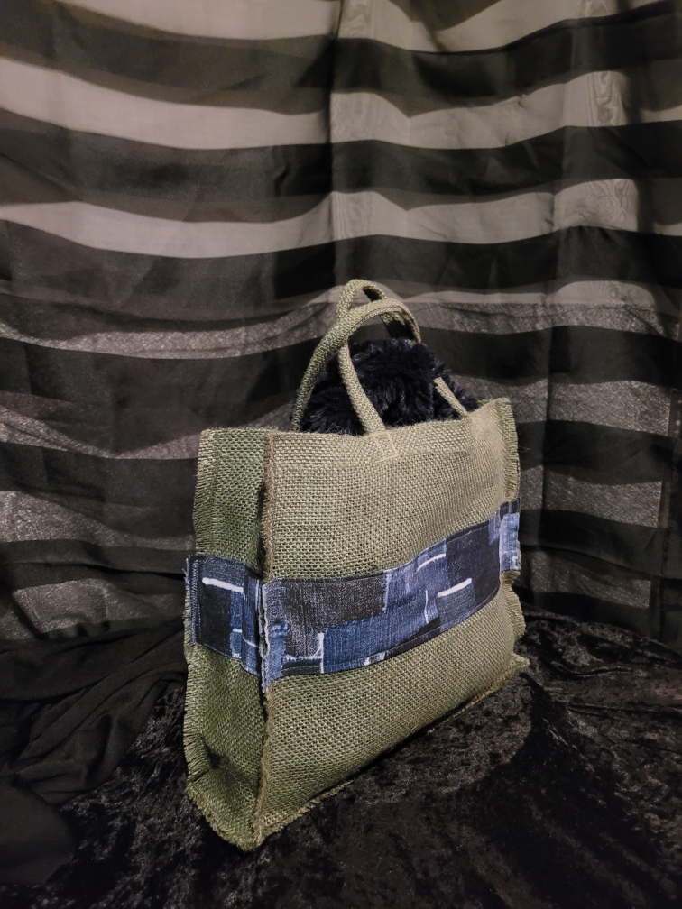 hunter green burlap tote - photo 2