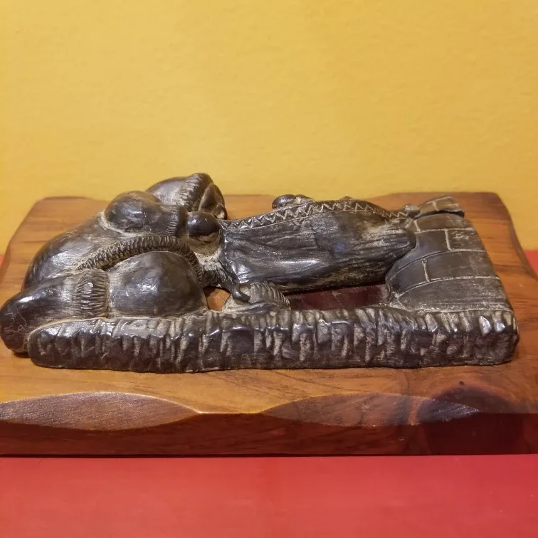 Inuit Sculpture hand carved on Wood image indicator(5)