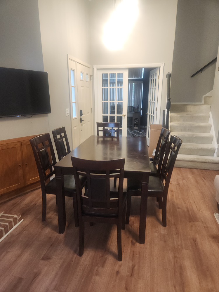 Dining Table with 6 Chairs - Dark Wood