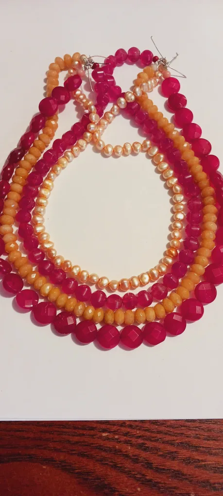 Freshwater Pearl with Multi Gemstones Necklace. AS IS, NO CLASP. thumbnail