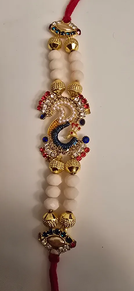 Beaded Peacock Rakhi Bracelet image indicator(2)