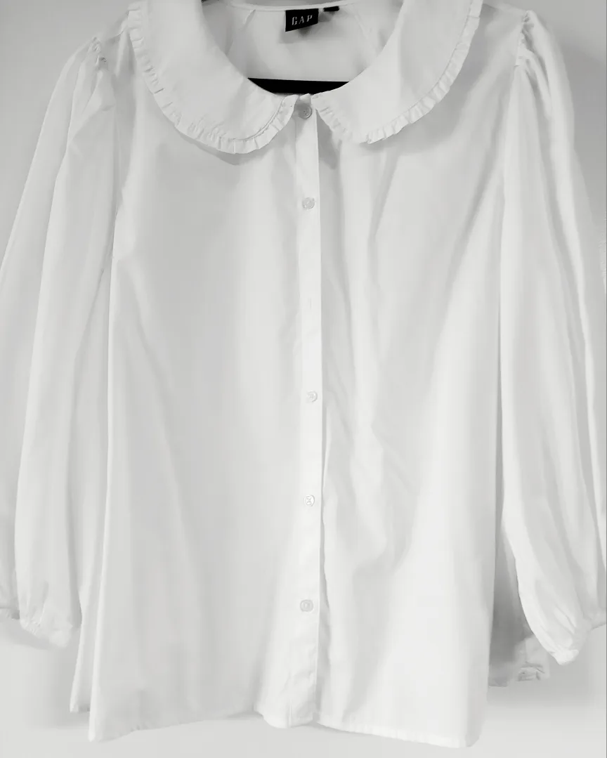 GAP White Blouse with Ruffle Collar thumbnail