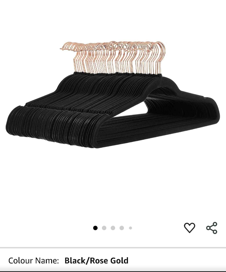 30count Slim Profile Rose Gold + Black Velvet Hangers