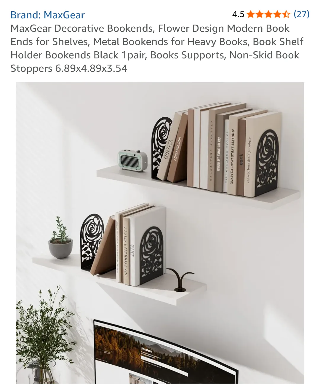 MaxGear Flower Design Bookends - New in Package! image indicator(2)