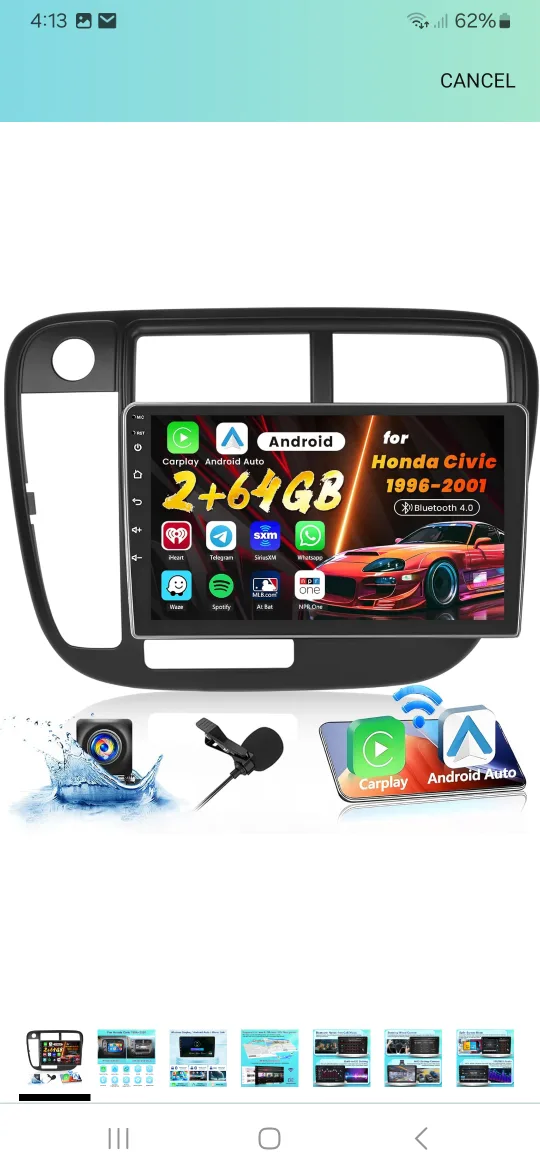 Carplay Android Auto for Honda Civic 1996-2001 thumbnail