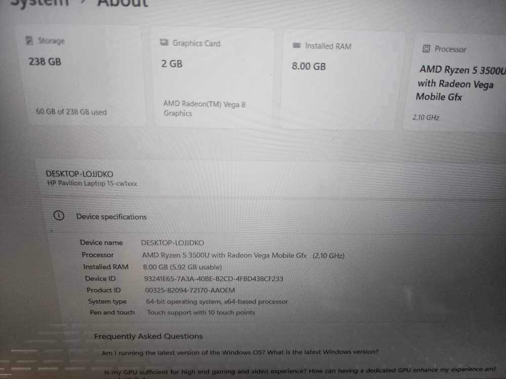 HP Pavilion 15-cw1xxx Laptop - Ryzen 5, 8GB RAM, 256GB SSD - photo 4
