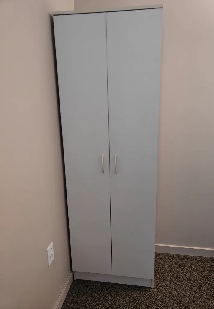 Tall White Storage Cabinet with Shelves image indicator(2)