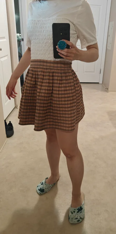 Plaid Mini Skirt with White Blouse Top Set 💖 image indicator(6)