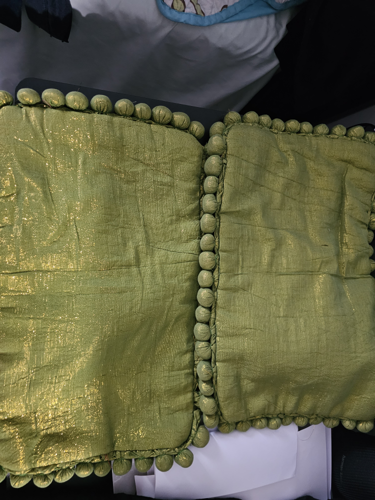 Decorative Green Pillow Covers with Pom-Poms - photo 2