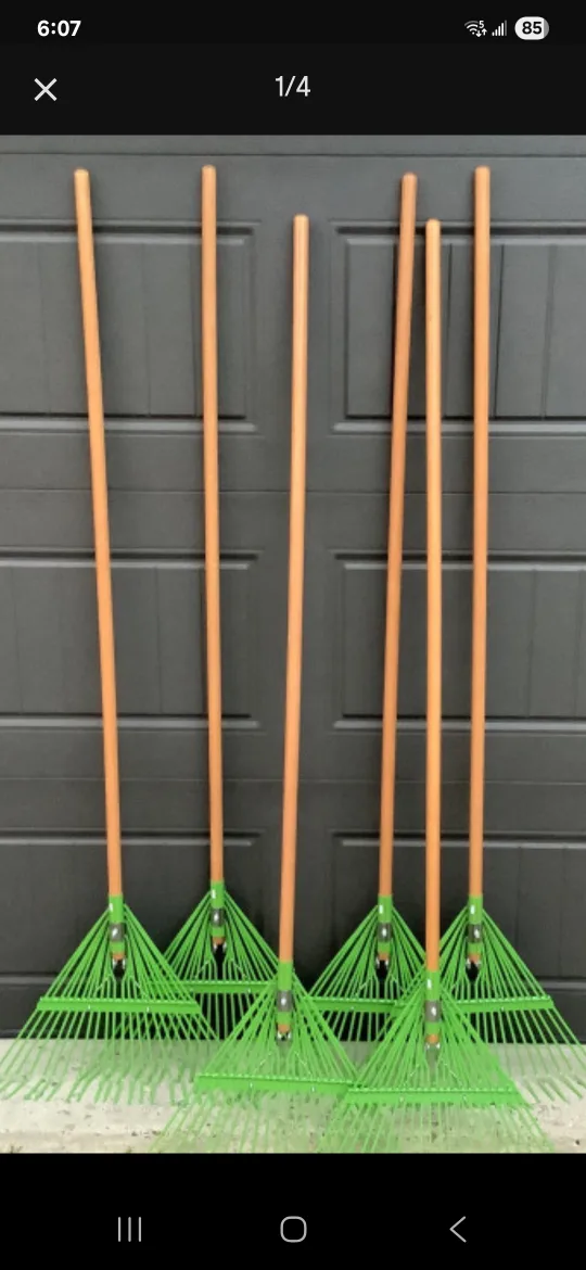 Leaf Rakes - Green Metal thumbnail