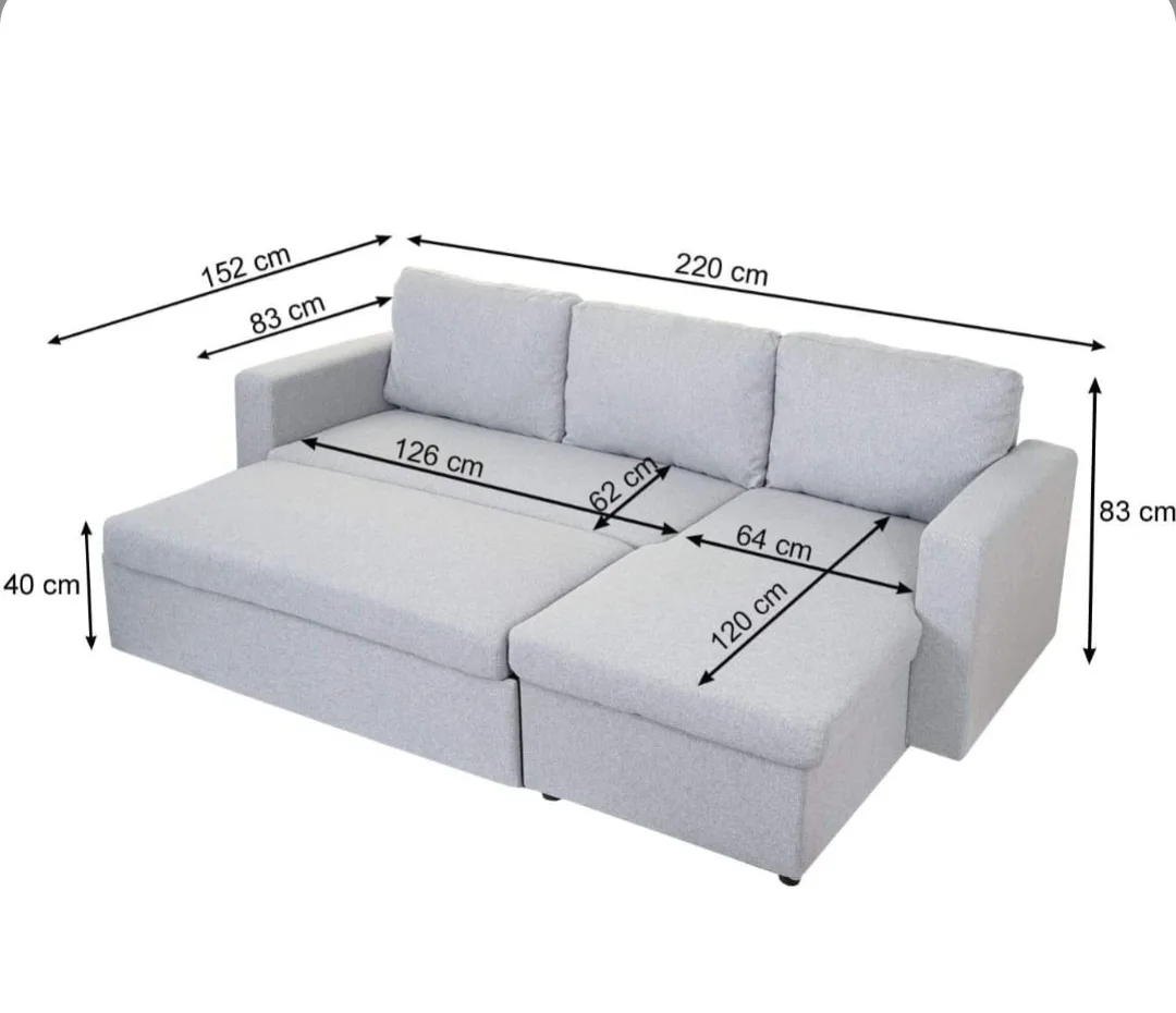 Mato Sectional Sofa Bed with Storage & Chaise – Light Grey image indicator(2)