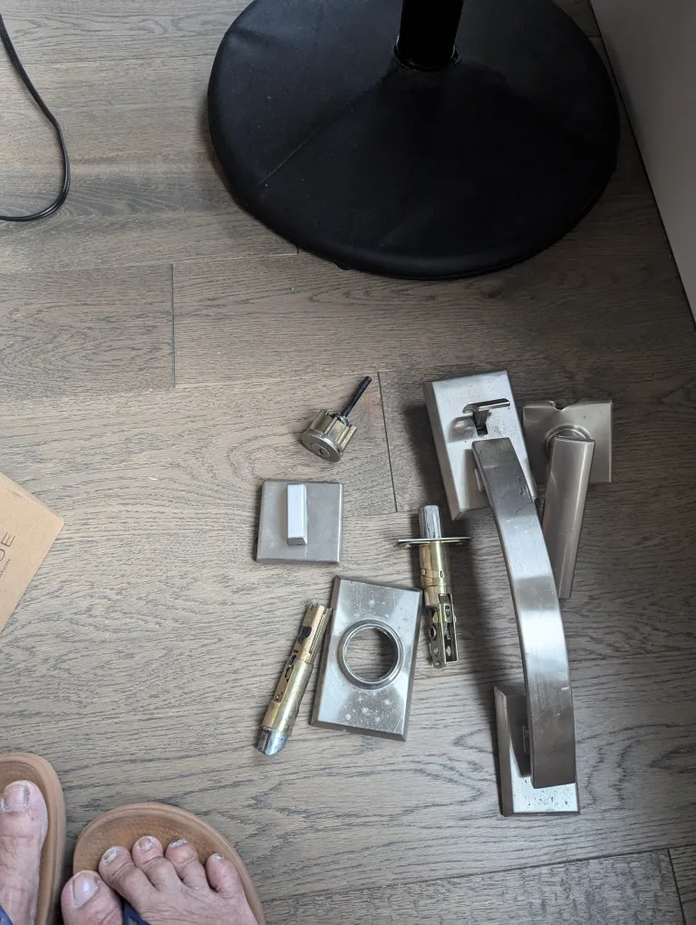 Door lock Handle Set - Silver Finish thumbnail