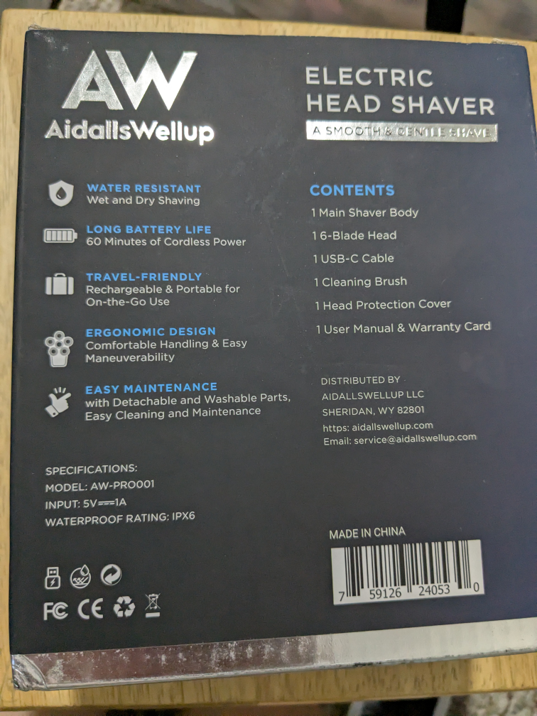 AidallsWellup Electric Head Shaver - Like New! - photo 3