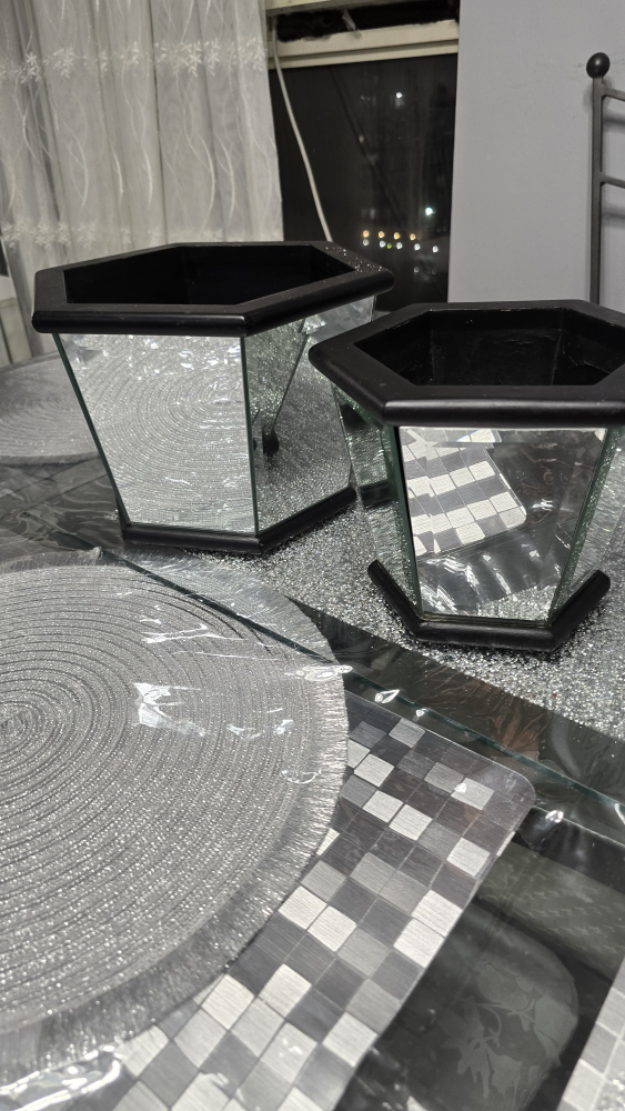 Hexagon Mirrored Vases - Set of Two - photo 2
