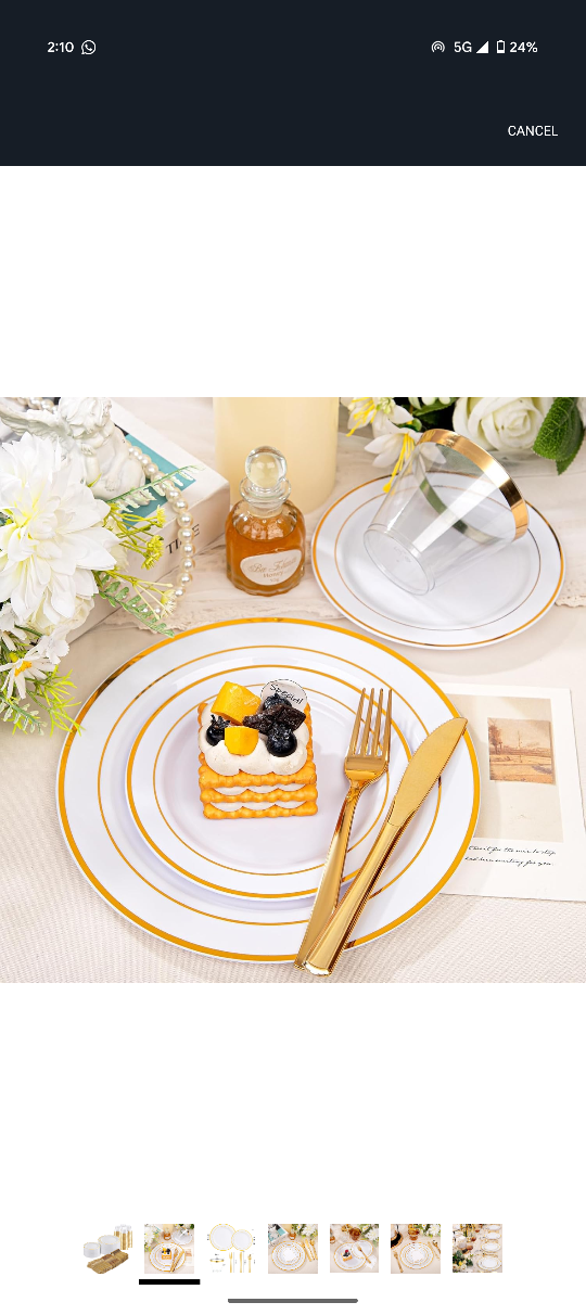 600 Pcs Gold Disposable Plates Plastic Dinnerware Set - photo 2