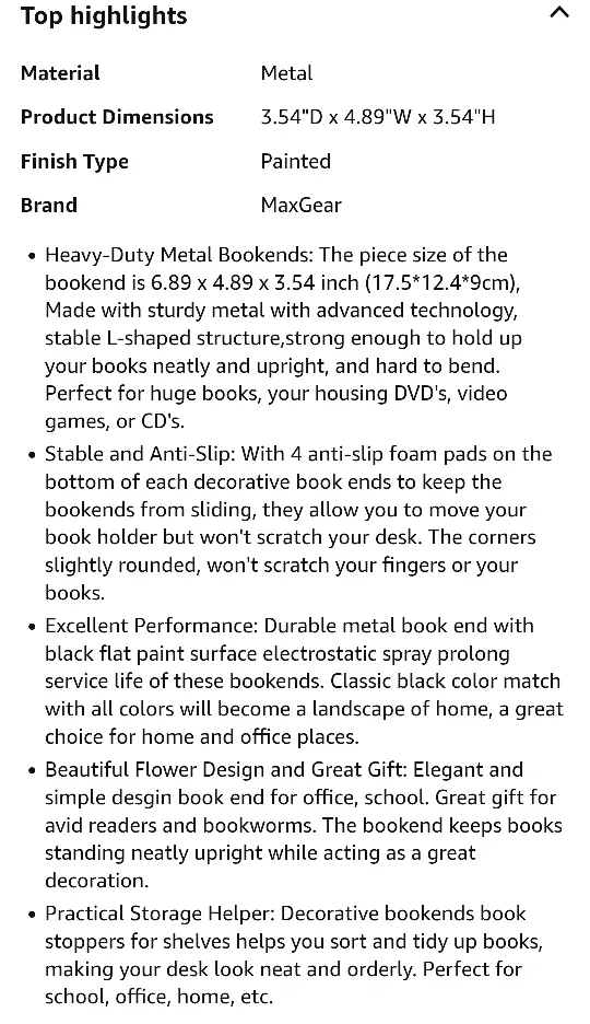 MaxGear Flower Design Bookends - New in Package! image indicator(4)