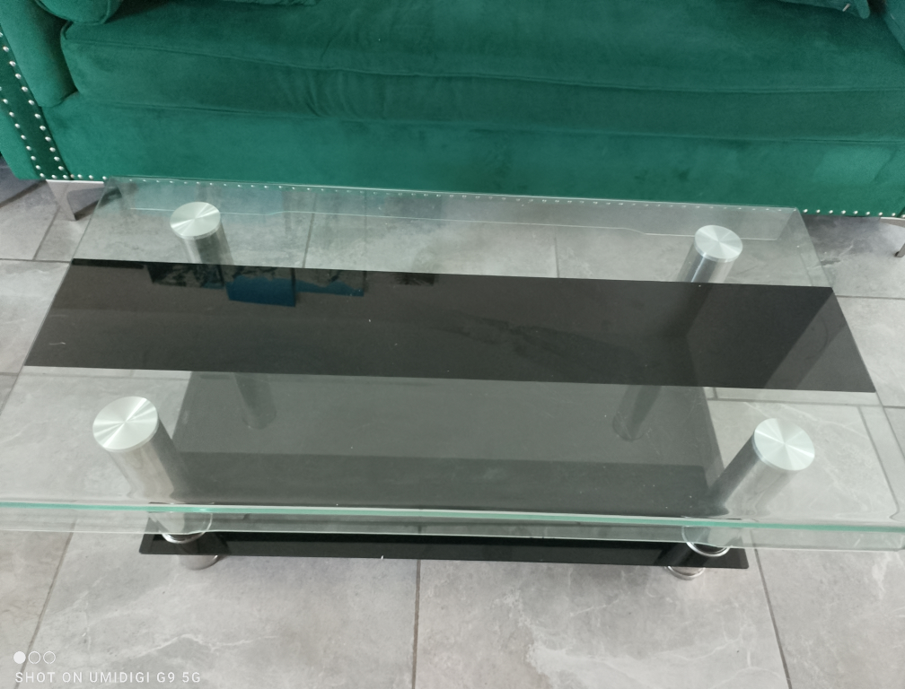 Glass and Black Coffee Table