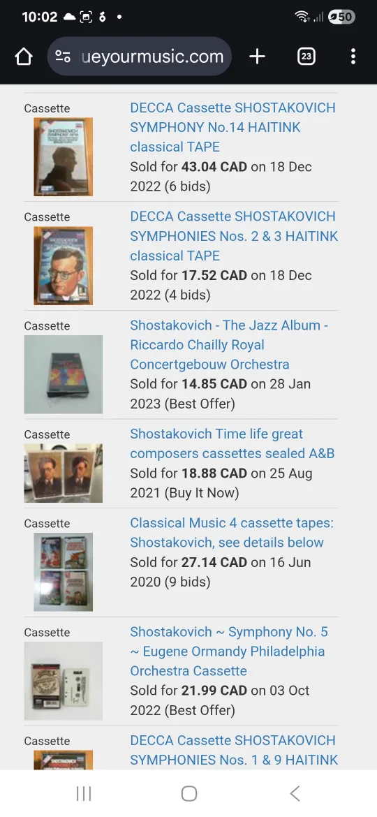 Shostakovich Symphonies 6 & 11 Cassette Tapes Set image indicator(9)