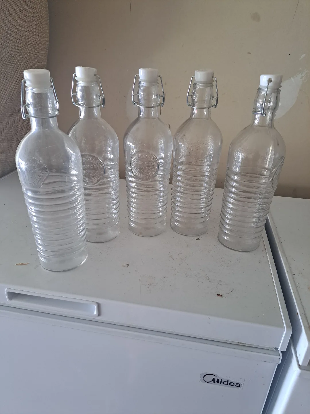Italian Glass Bottles - Set of 5