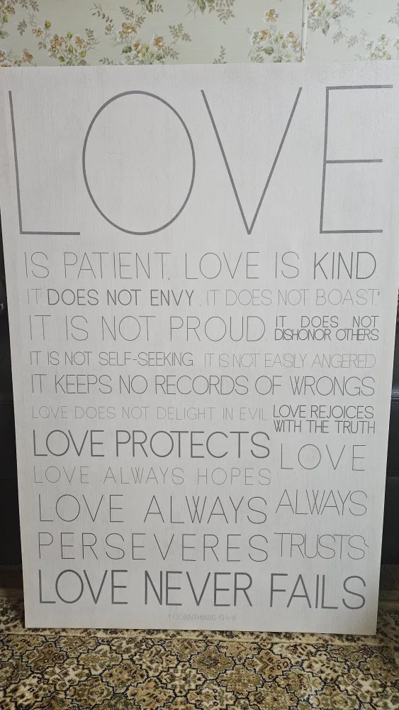 Love Canvas Wall Art - 1 Corinthians 13:4-8 thumbnail