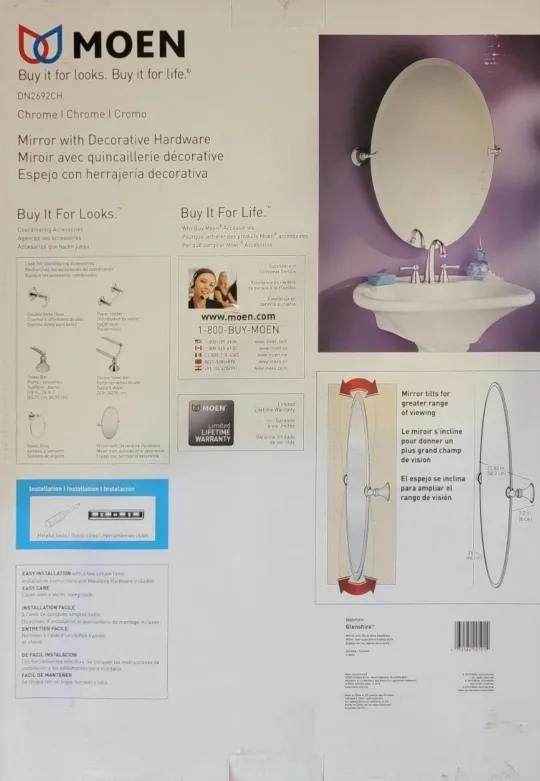 Moen DN2692CH Oval Mirror - Chrome Finish image indicator(2)