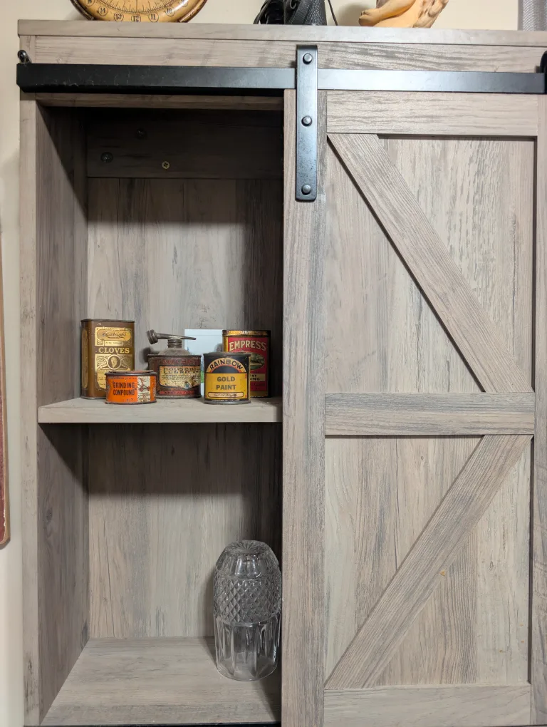 Rustic Wood Wall Cabinet with Sliding Barn Door thumbnail