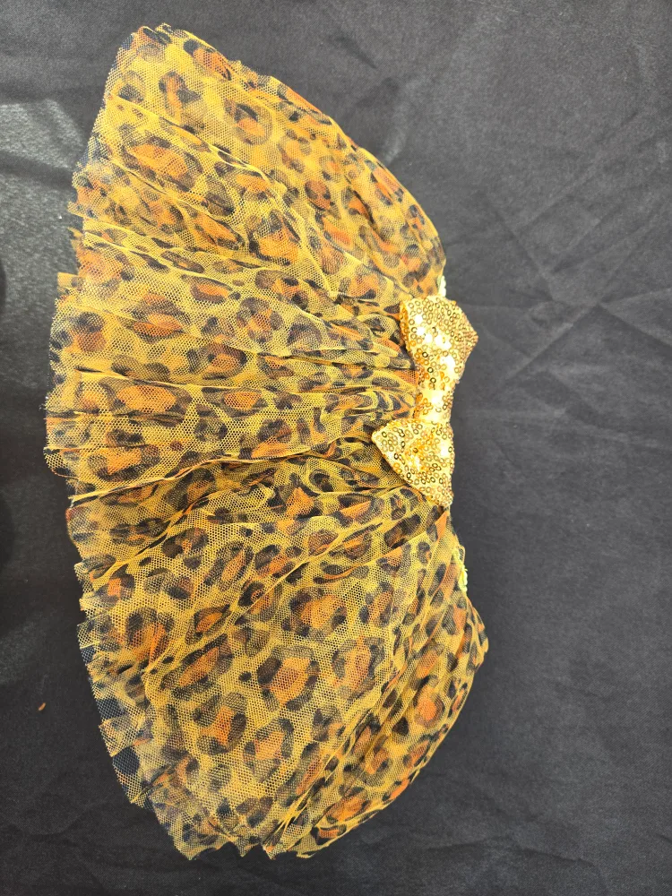 Leopard Print Tutu with Gold Sequin Bow thumbnail