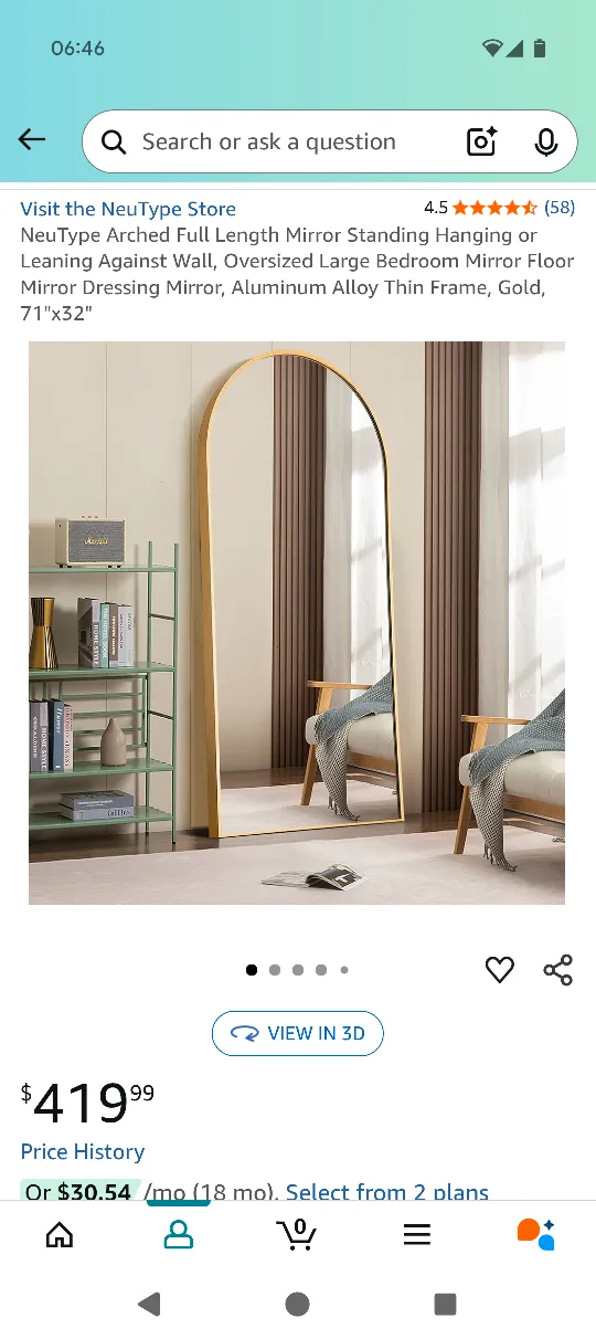 Arched Full Length Mirror, 71" x 32" thumbnail