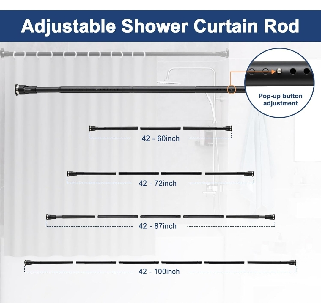 Adjustable Tension Shower Curtain Rod 42-100 inch - photo 2