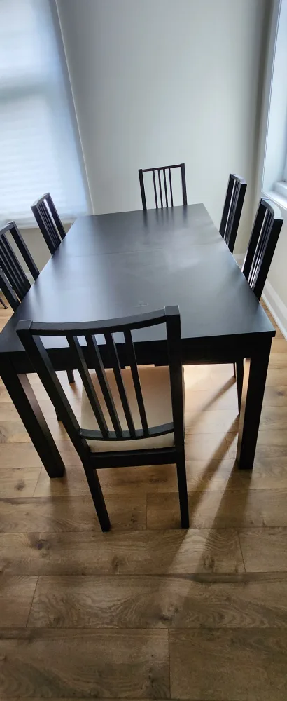 IKEA Extendable Dining Table & 6 Chairs - Black image indicator(2)