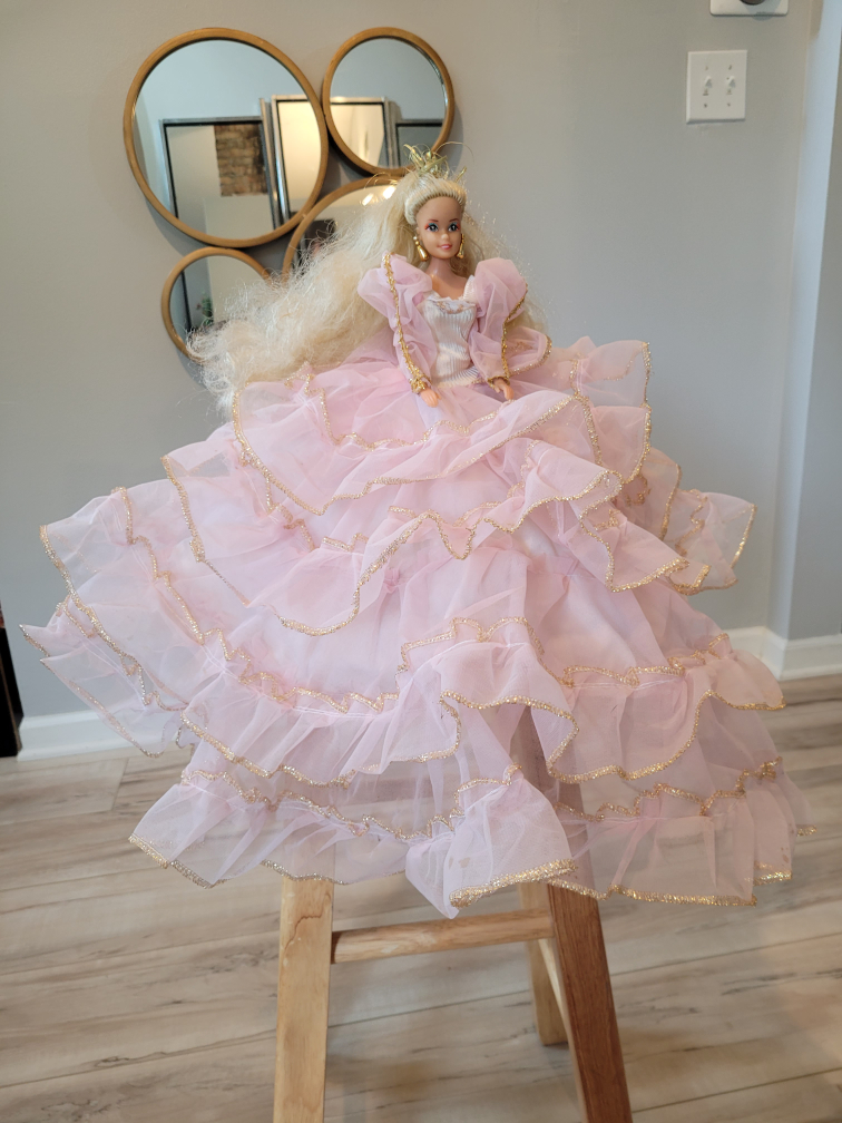10" Doll in Pink Ruffled Gown