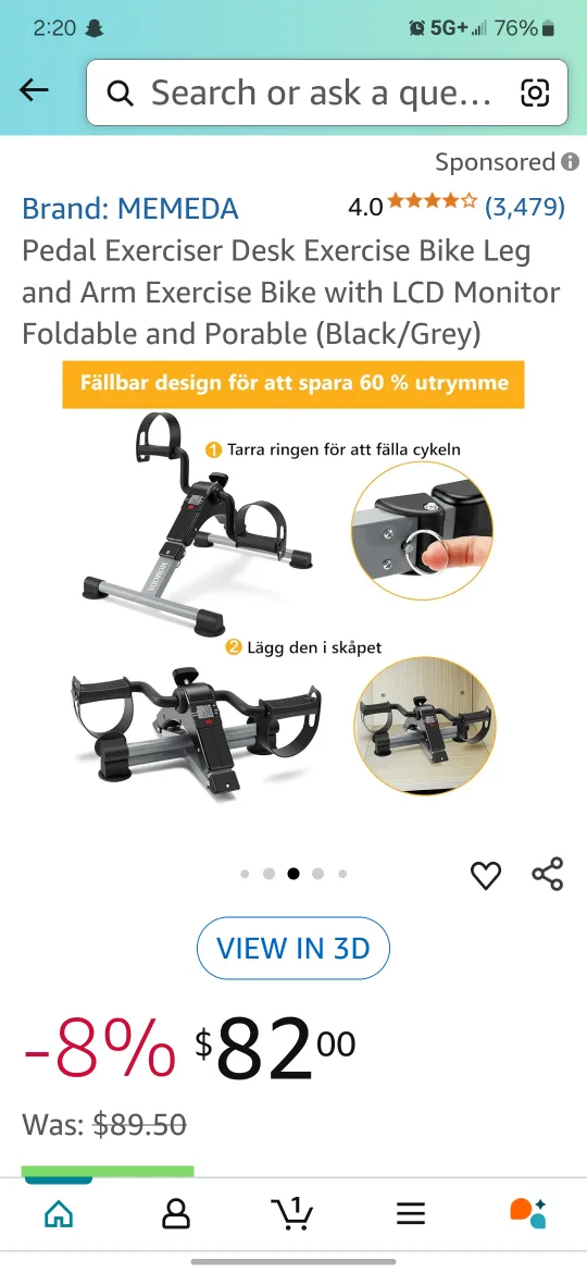 MEMEDA Pedal Exerciser - Desk Bike image indicator(2)