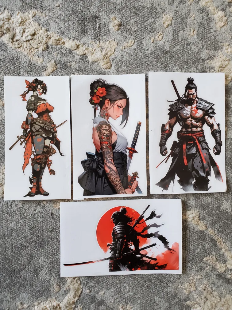 Japanese Style Samurai Geisha Vinyl Waterproof Stickers image indicator(10)