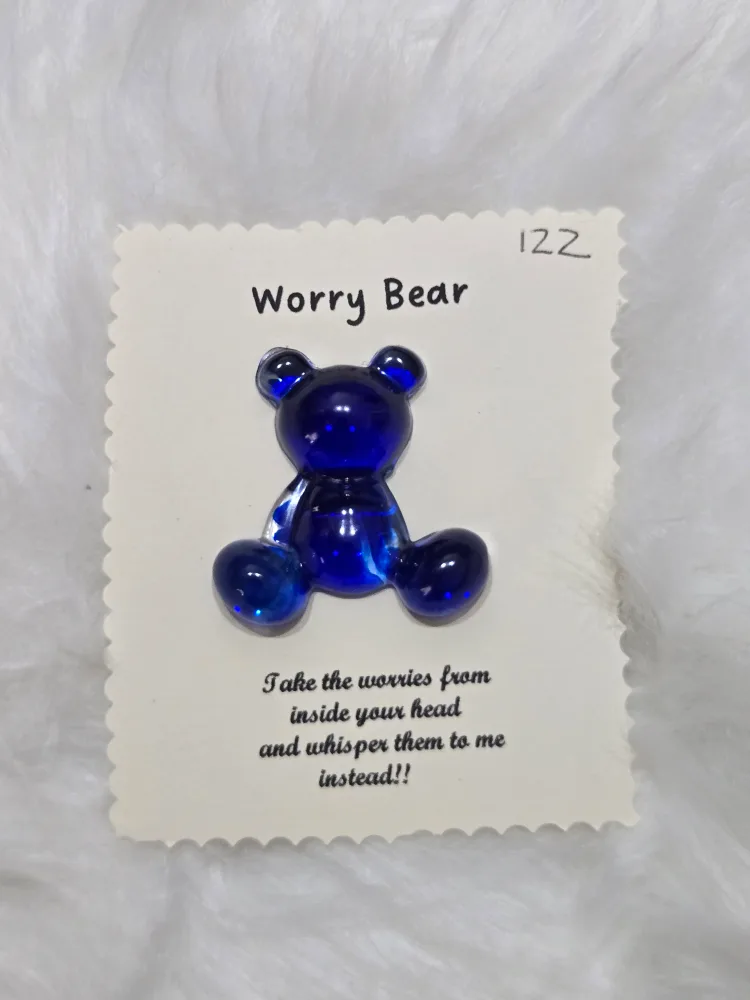 Worry Bear - Blue Glass Figurine thumbnail