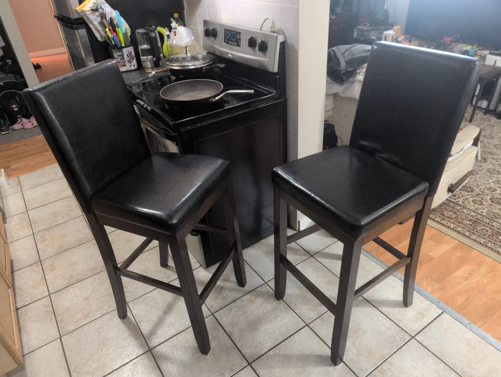 Pair of Black Faux Leather Bar Stools thumbnail