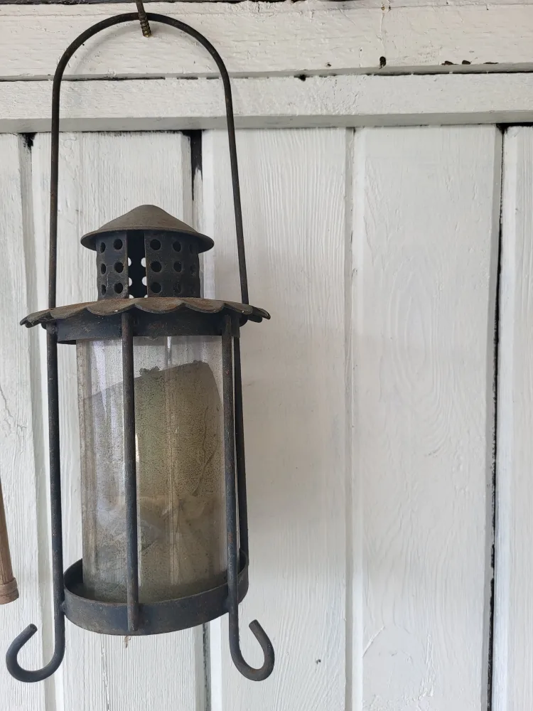 Vintage Metal and Glass Hanging Lantern thumbnail