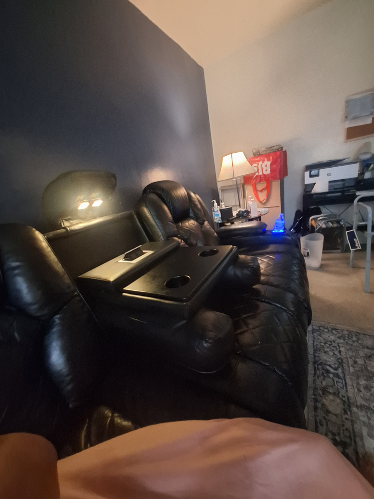 Black Leather set Reclining Sofa with Cup Holders - photo 4