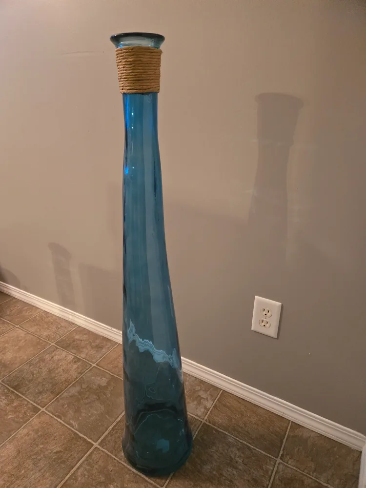 Tall Blue Glass Decorative Vase thumbnail