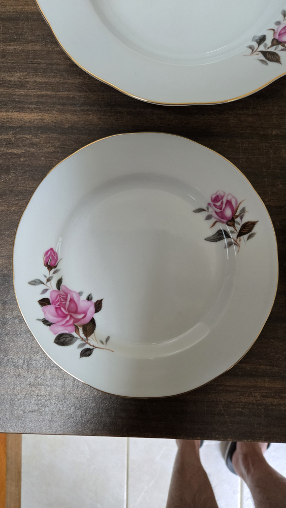 Vintage China Plate Set with Pink Roses - photo 3