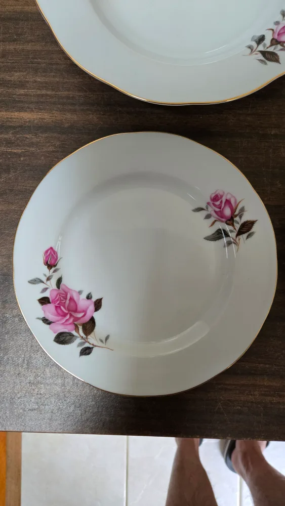 Vintage China Plate Set with Pink Roses image indicator(3)
