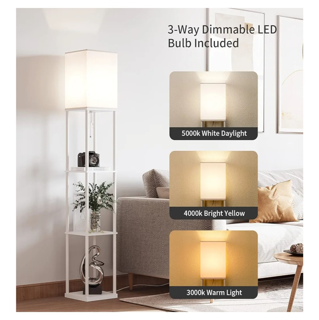 3-Way Dimmable LED Shelf Floor Lamp