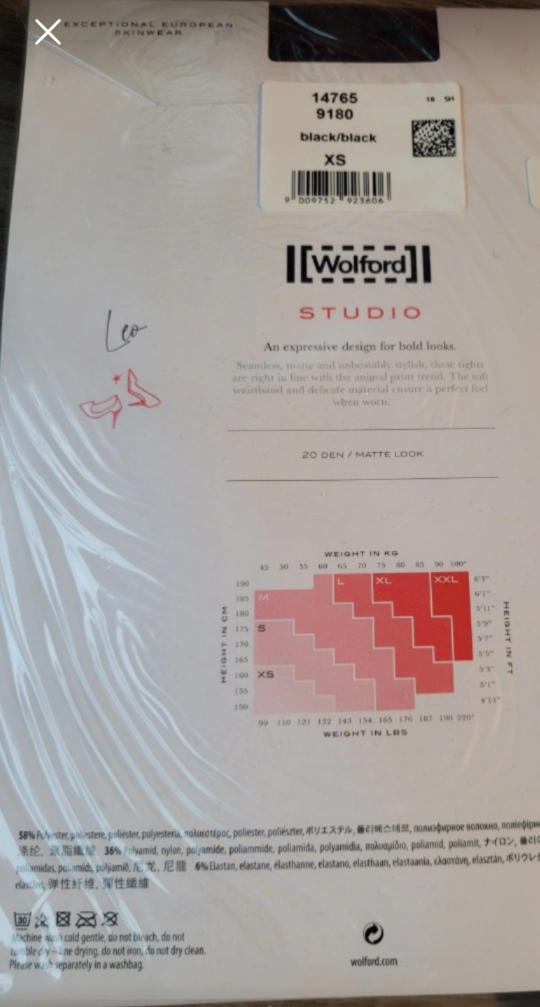 Wolford Leo Tights - Black/Black - XS - photo 2