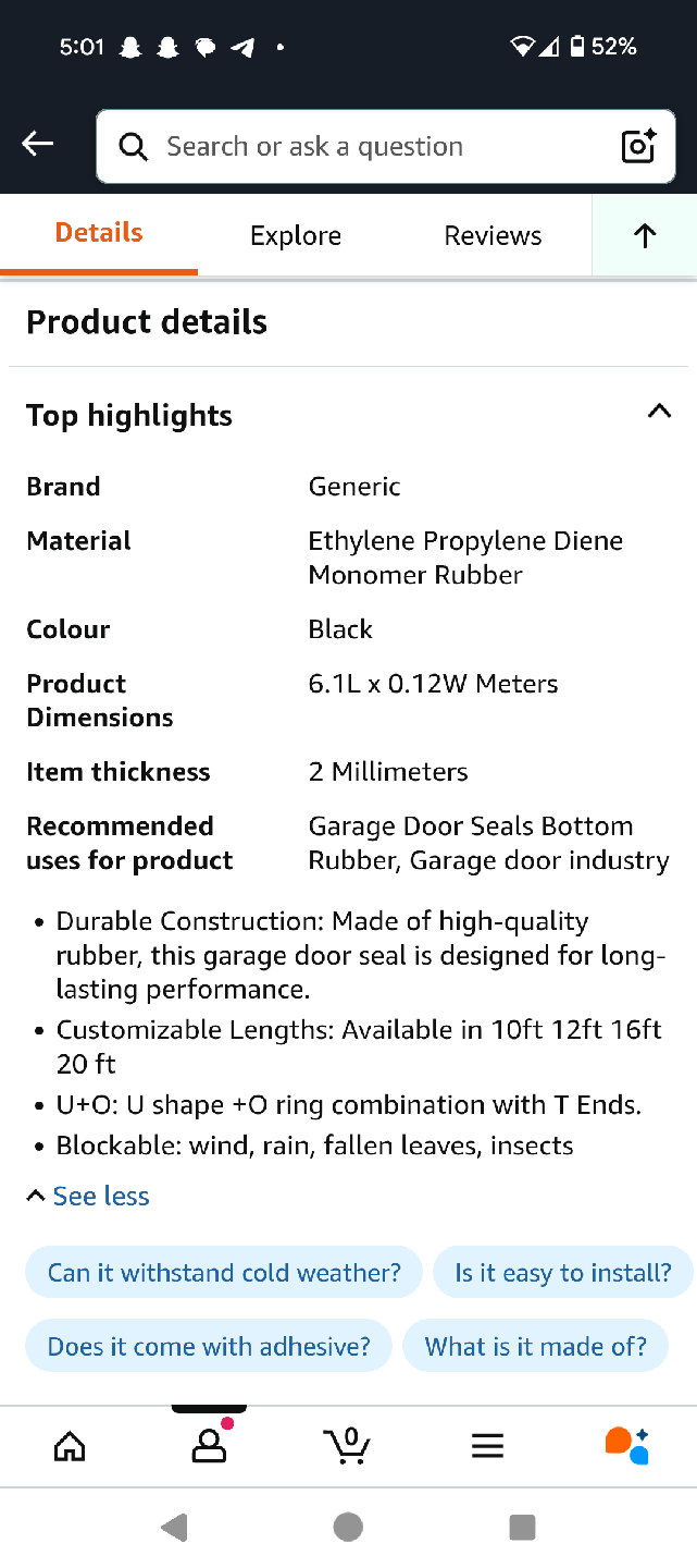 20ft Garage Door Rubber Seal - photo 2